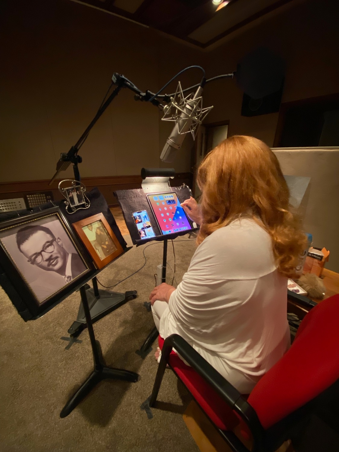 Dr. Deborah Egerton recording the audio book of "Know Justice Know Peace"